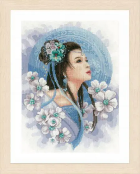 PN-0169168 Набір для вишивки хрестом LanArte Asian Lady In Blue Азіатська дівчина у блакитному