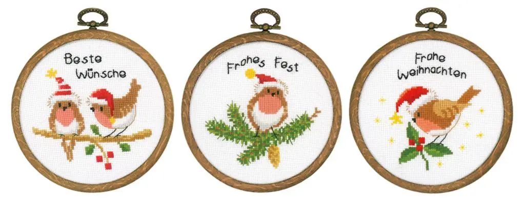 PN-0182761 Набір для вишивання хрестом Vervaco Christmas birds Різдвяні птахи