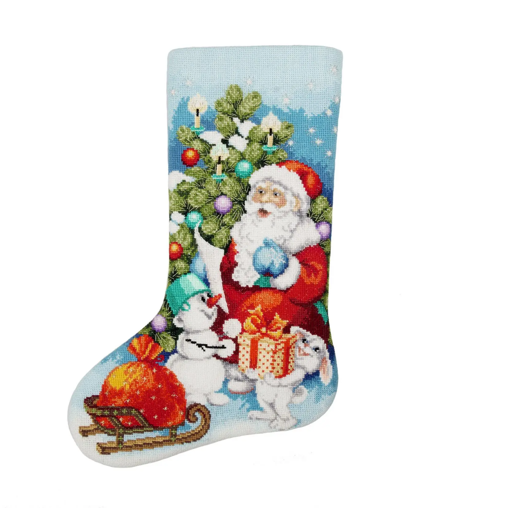Набір для вишивання хрестиком Чарівна Мить М-491 Новорічна шкарпетка