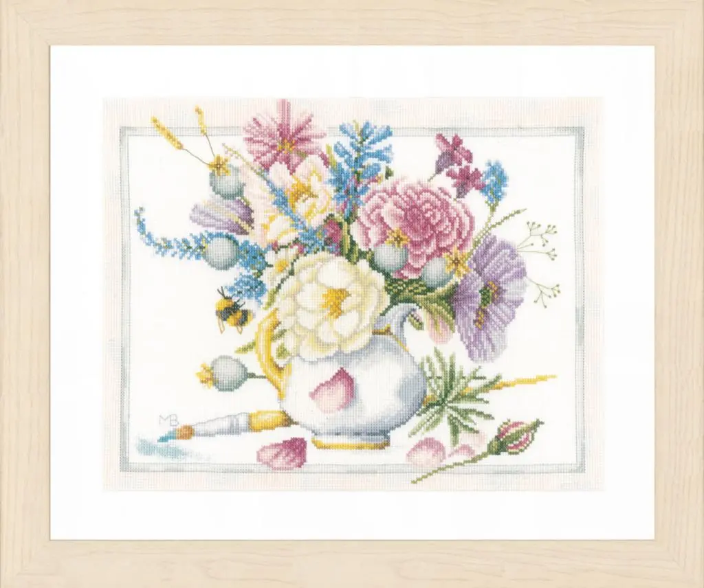 PN-0165375 Набір для вишивки хрестом LanArte Flowers in white pot Квіти у білому горщику