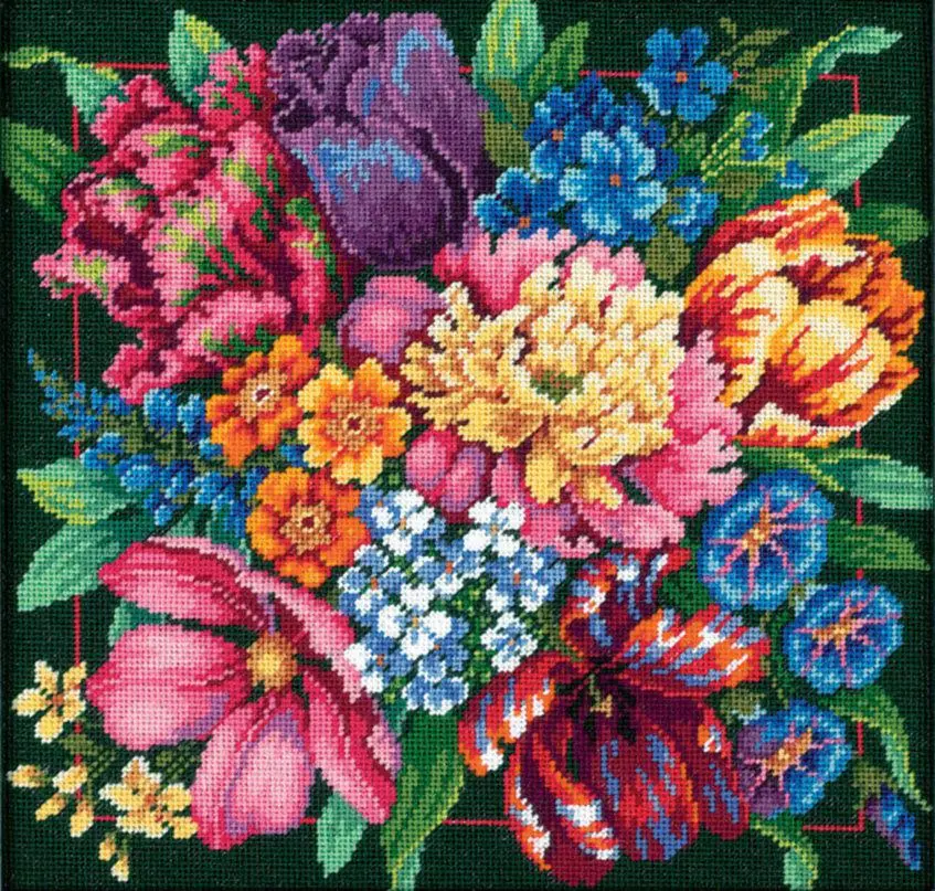 72-120011 Набір для вишивання подушки (гобелен) DIMENSIONS Floral Splendor Квітковий блиск