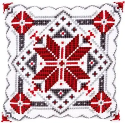 PN-0146120 Набір для вишивання хрестом (подушка) Vervaco Snow crystal II Скандинавська зірка II