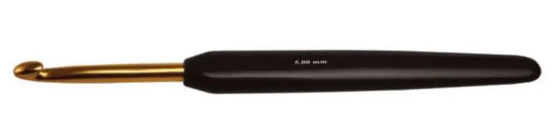 30809 Крючок алюмінієвий з чорною ручкою та золотим наконечником KnitPro, 6.00 мм