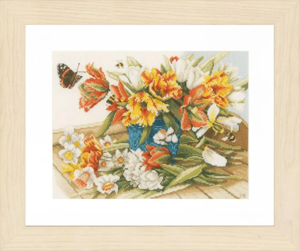 PN-0154324 Набір для вишивки хрестом LanArte Daffodils and Tulips Нарциси-тюльпани