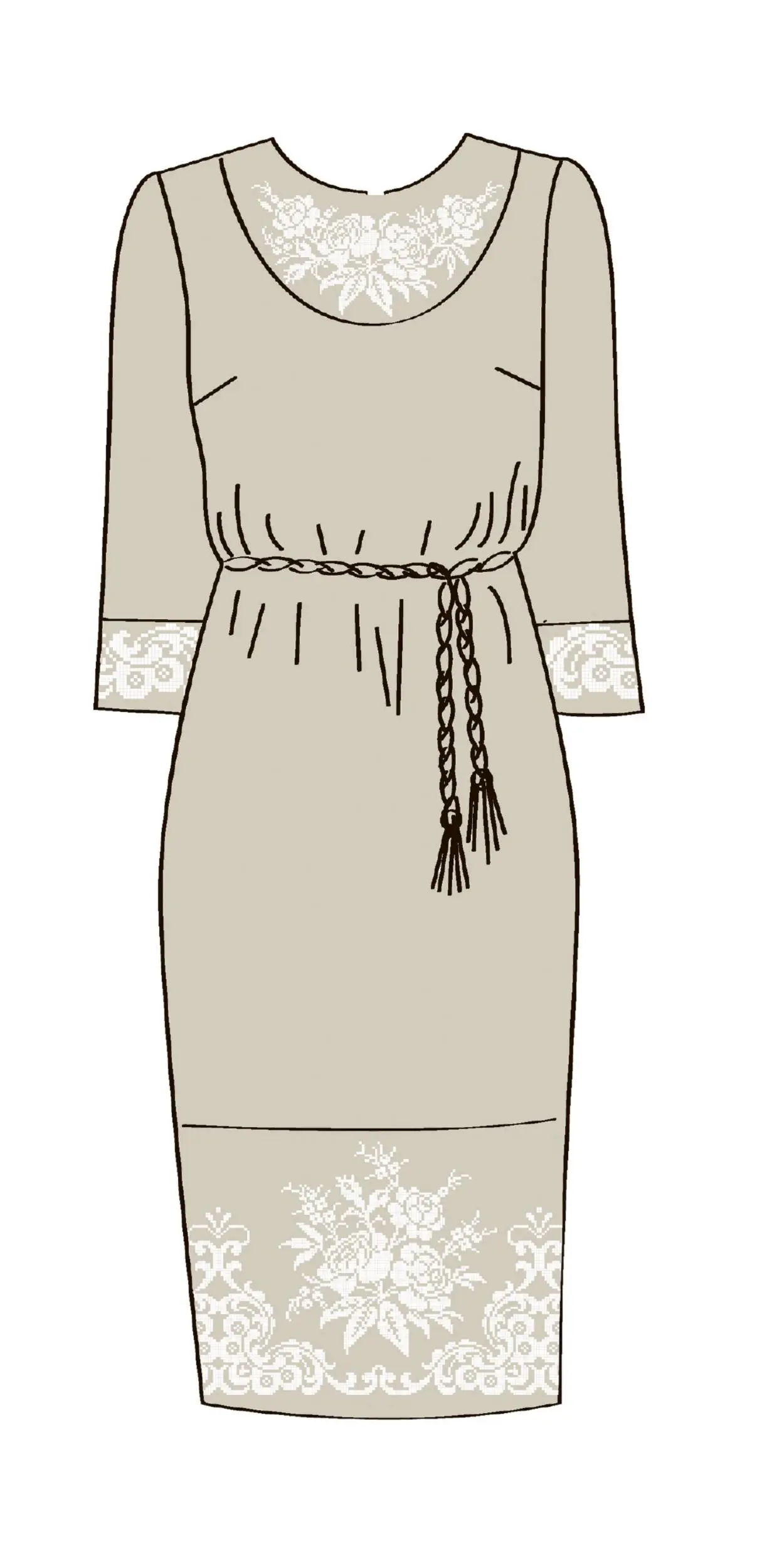 820-14/08 Плаття жіноче з поясом, льняне, розмір 54