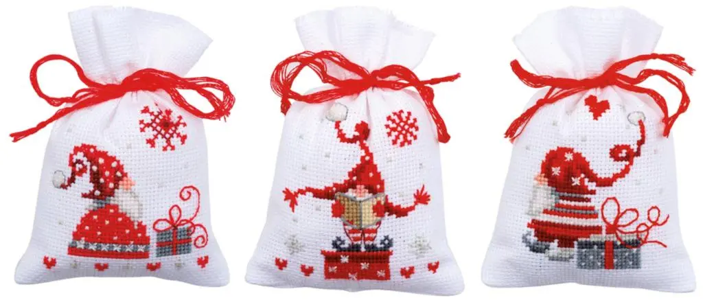 PN-0165994 Набір для вишивання хрестом (мішечки для саше) Vervaco Christmas gnomes Різдвяні гноми