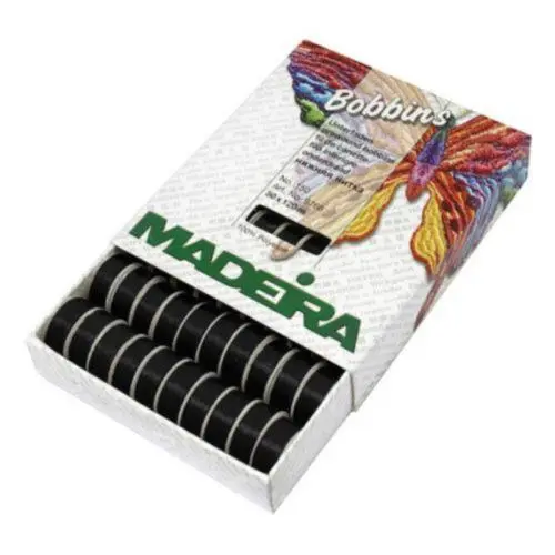  9766/1000 Нижня нитка BOBBINS №150, чорний (schwarz), 50 шпулів * 120 м, MADEIRA (поштучно)