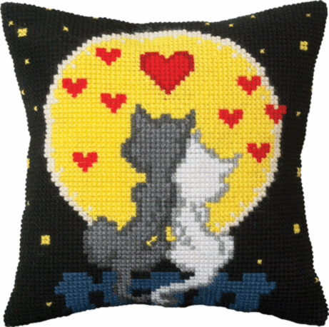 Набір для вишивання подушки хрестиком РТ-166 Закохані коти