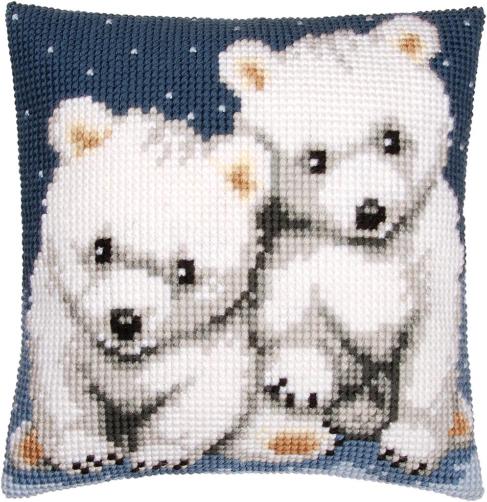 PN-0156484 Набір для вишивання хрестом (подушка) Vervaco Polar bears Полярні ведмеді