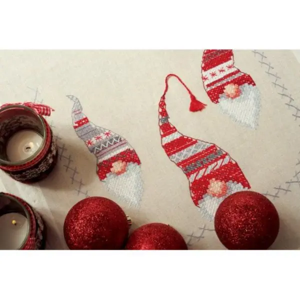 PN-0155966 Набір для вишивання хрестом (доріжка на стіл) Vervaco Christmas gnomes Різдвяні гноми