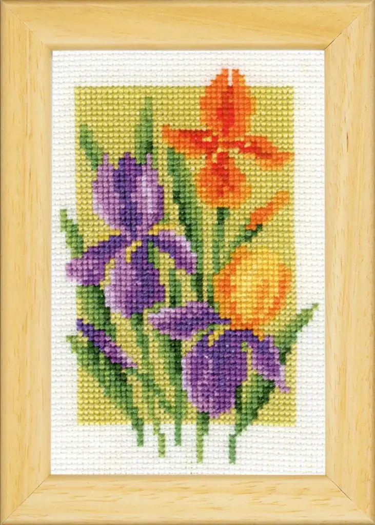 PN-0164189 Набір мініатюр для вишивки хрестиком Vervaco Літні квіти (набір із 3 шт.)