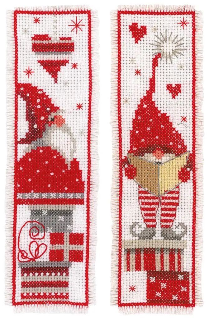 PN-0165984 Набір для вишивання хрестом (закладка) Vervaco Christmas gnomes Рождественские гномы