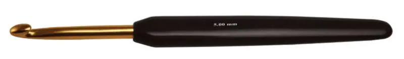 30885 Крючок алюмінієвий з чорною ручкою та золотим наконечником KnitPro, 10.00 мм
