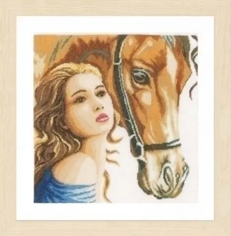 PN-0158324 Набір для вишивки хрестом LanArte Woman and Horse Жінка та кінь
