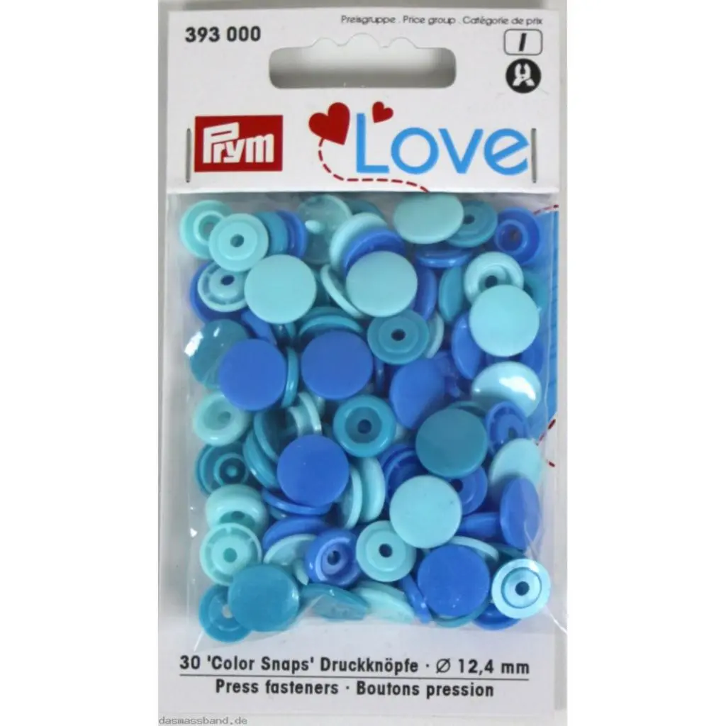 393000 Кнопка Color Snaps, пластмаса, 12,4 мм, синього кольору Prym Love