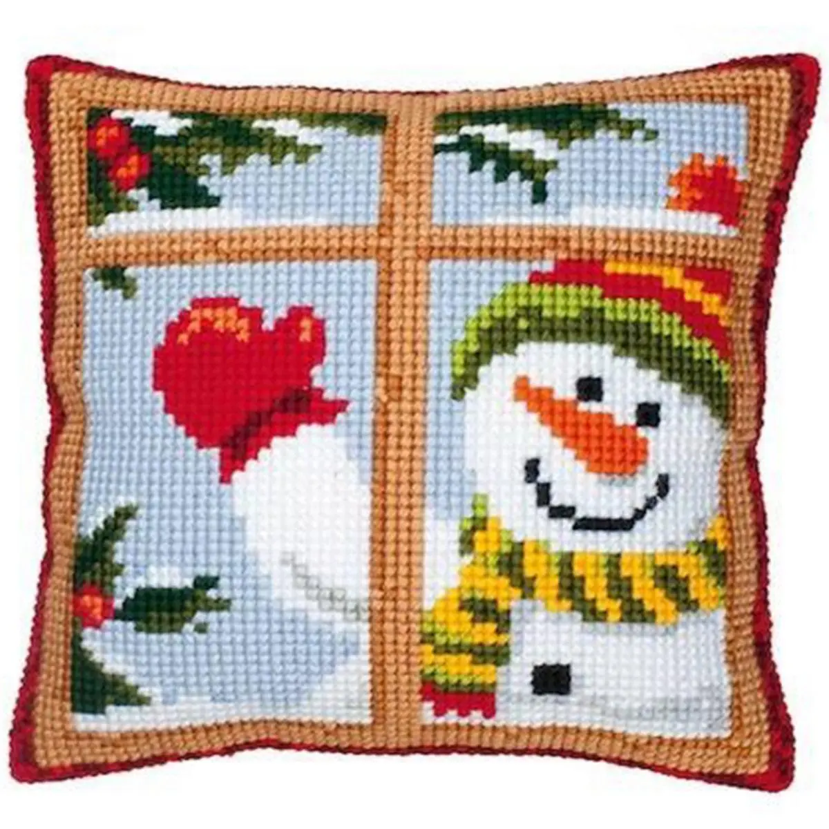 PN-0008519 Набір для вишивання хрестом (подушка) Vervaco Happy Snowman Веселий сніговик