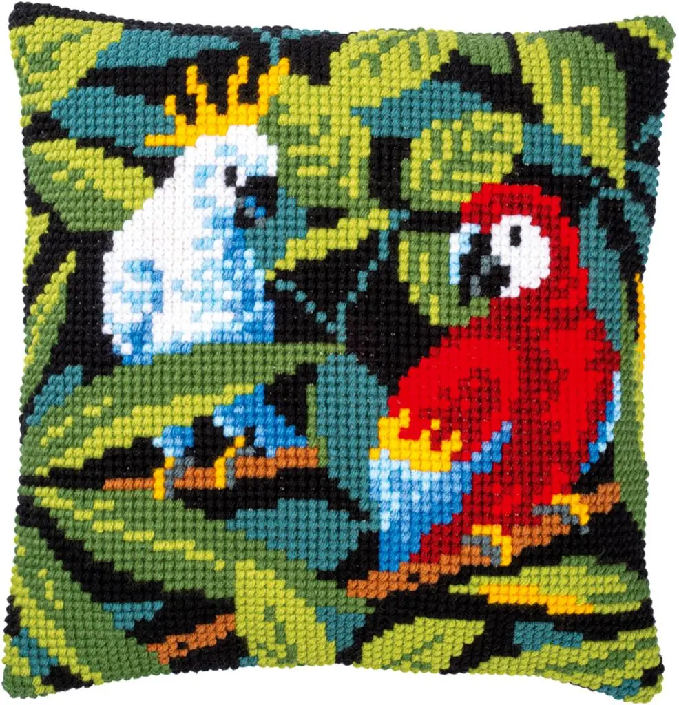 PN-0186881 Набір для вишивання хрестом (подушка) Vervaco Tropical Birds Тропічні птахи