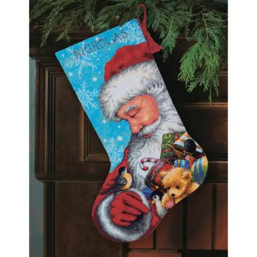 71-09145 Набір для вишивання (гобелен) DIMENSIONS Santa and Toys. Stocking Санта та іграшки. Панчоха