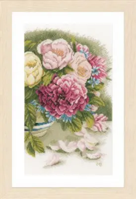 PN-0167126 Набір для вишивки хрестом LanArte Peony Roses Півоновидні троянди