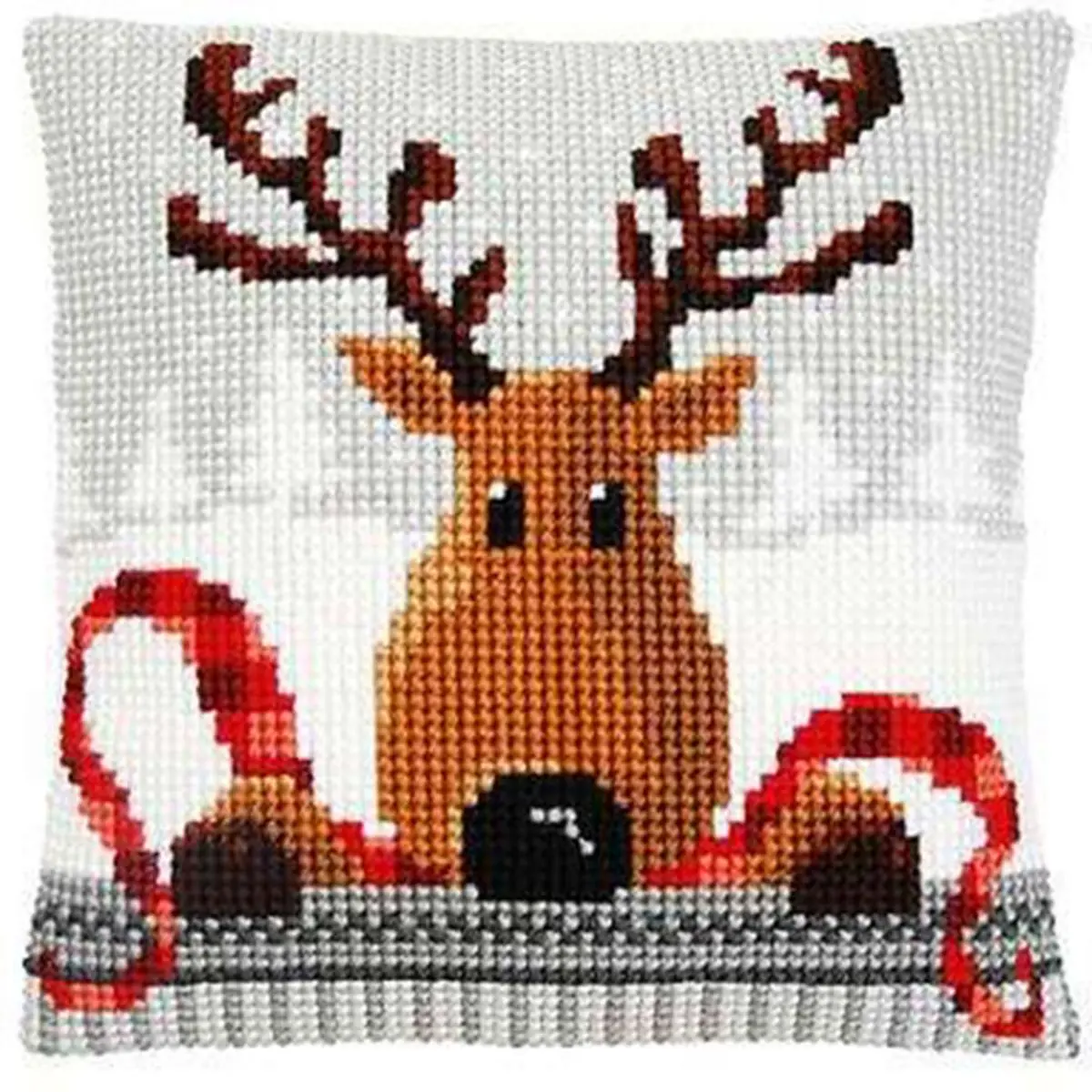 PN-0148051 Набір для вишивання хрестом (подушка) Vervaco Reindeer with a Red Scarf Олень у червоному шарфі I