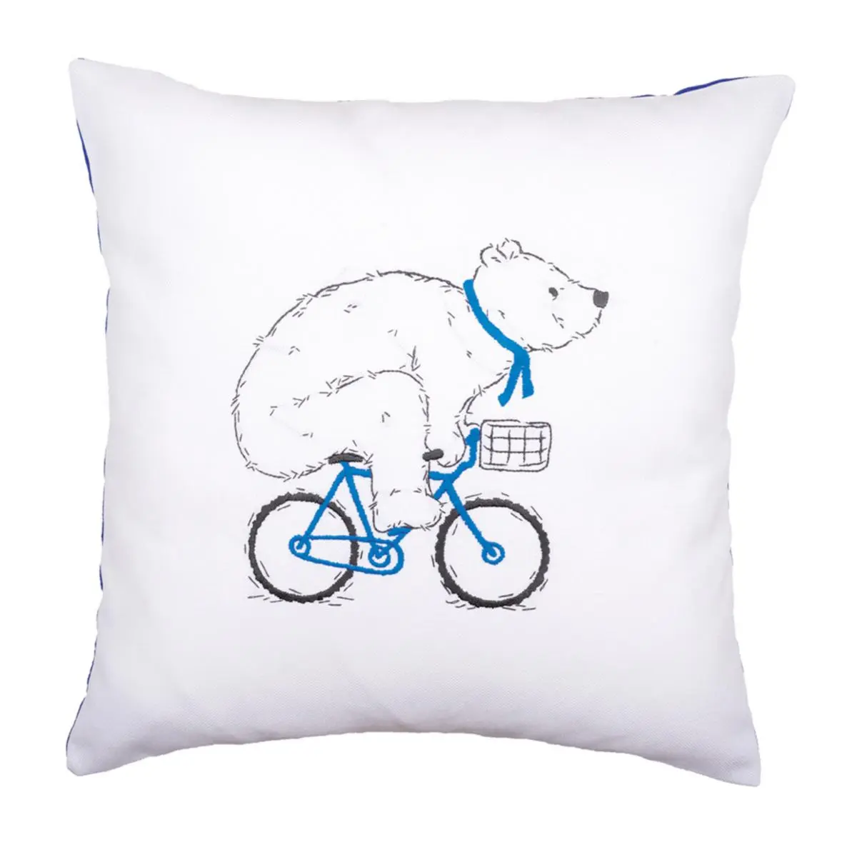 PN-0162238 Набір для вишивання гладдю (подушка) Vervaco Bear on bike Ведмідь на велосипеді