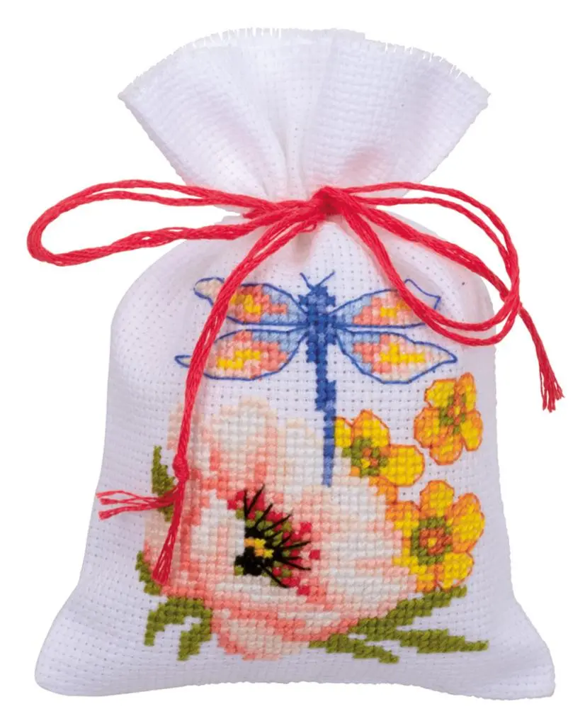 PN-0185083 Набір для вишивання хрестом (мішечки для саше) Vervaco Colourful flowers Барвисті квіти
