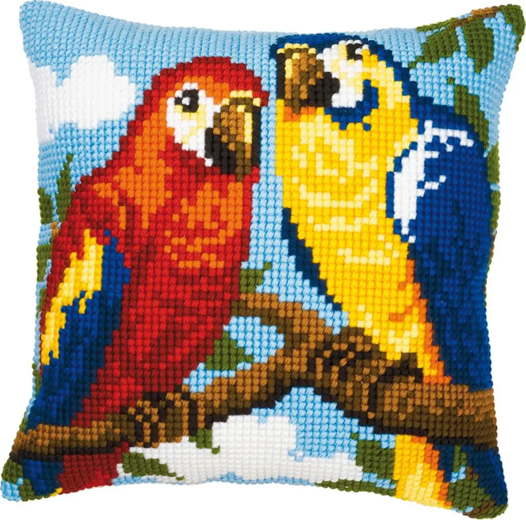 PN-0008570 Набір для вишивання хрестом (подушка) Vervaco Parrots Папуги