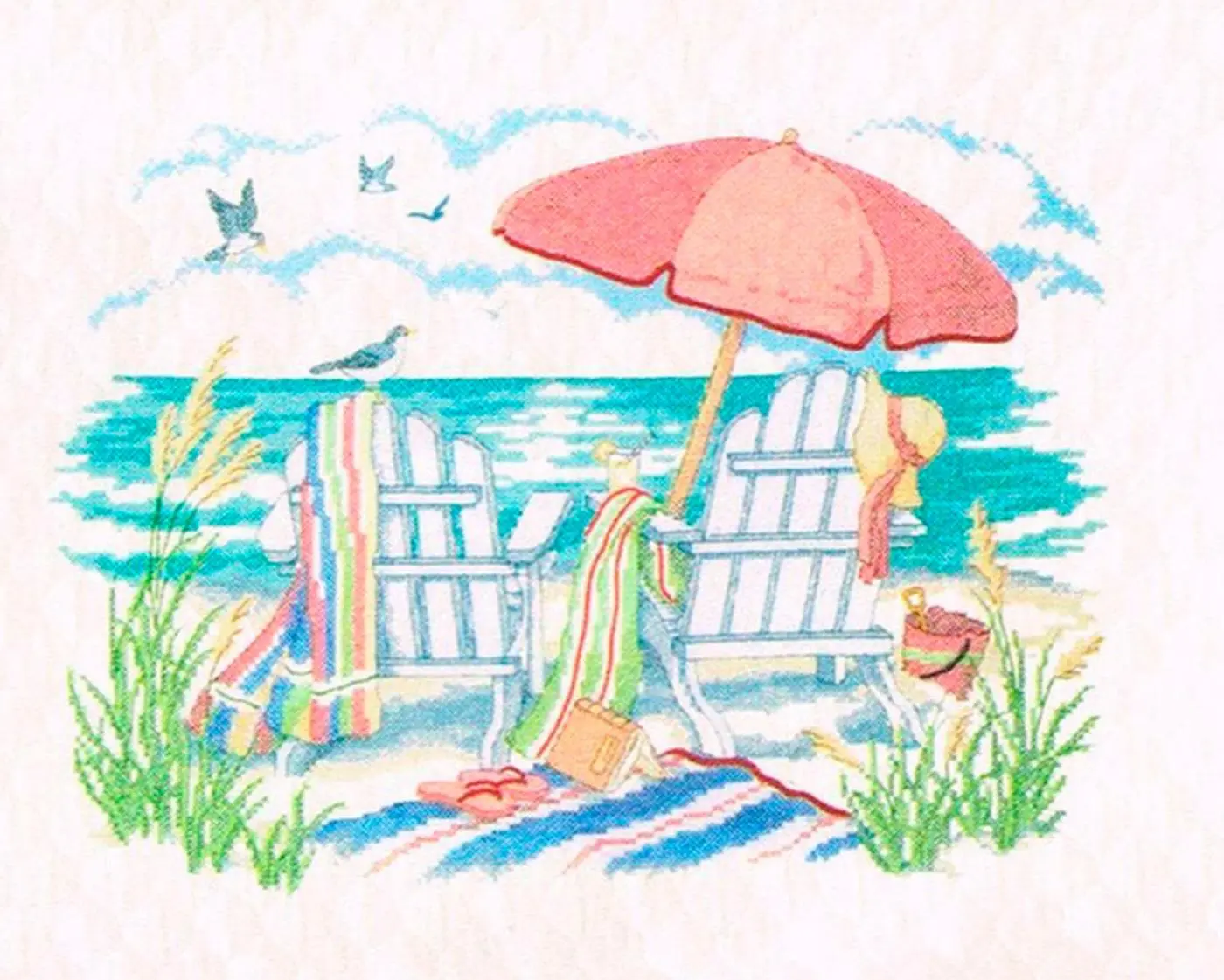 70-03242 Набір для вишивання хрестом (ковдра) DIMENSIONS At the Beach На пляжі