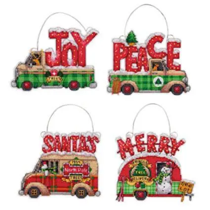 70-08974 Набір для вишивання хрестом DIMENSIONS Holiday Truck Ornaments Прикраси Святкові грузовички 