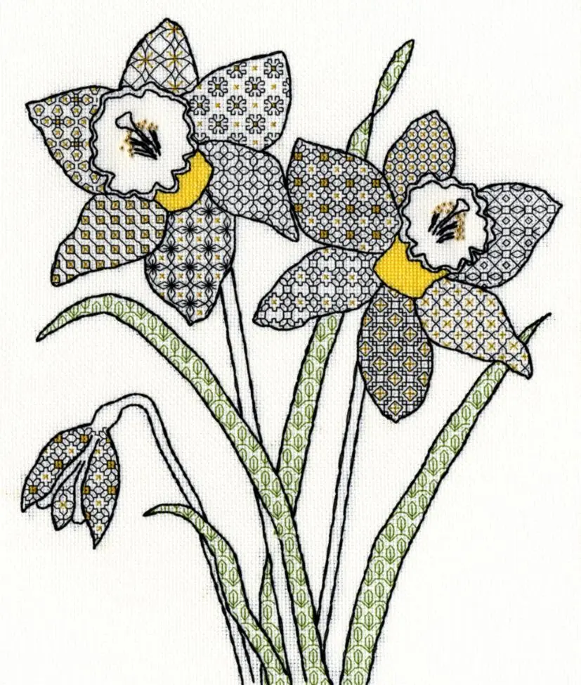 XBW7 Набір для вишивання хрестом Blackwork Daffodil Нарцис Bothy Threads 