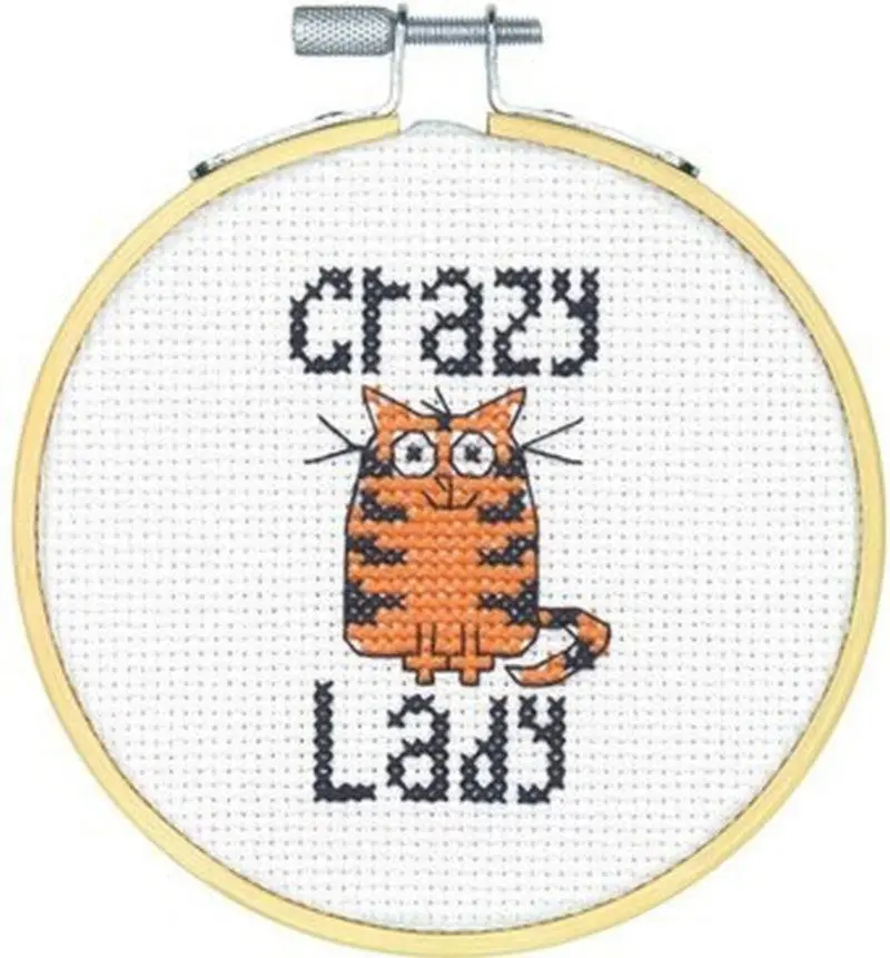 72-74831 Набір для вышивання хрестом Stitch Wits Crazy Cat Lady DIMENSIONS з пяльцями
