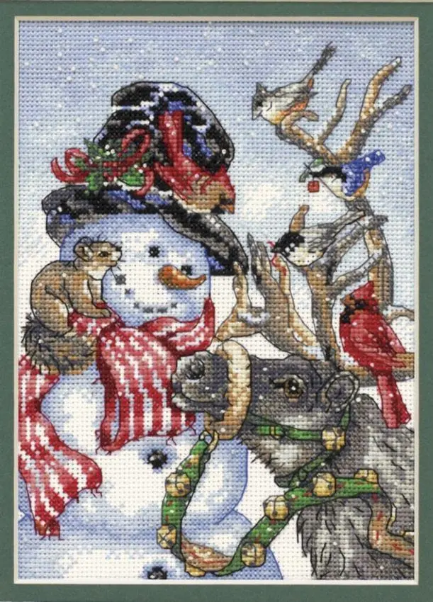 08824 Набір для вишивання хрестом DIMENSIONS Snowman  Reindeer Сніговик та північний олень