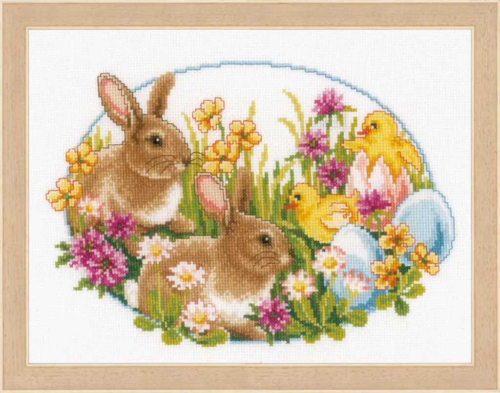 PN-0149534 Набір для вишивки хрестом Vervaco Rabbits and chicks Кролики та каченята