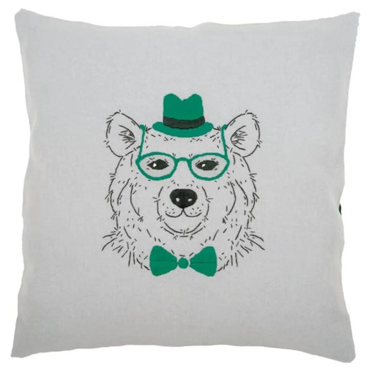 PN-0156059 Набір для вишивання гладдю (подушка) Vervaco Bear in Green Glasses Ведмідь у зелених окулярах