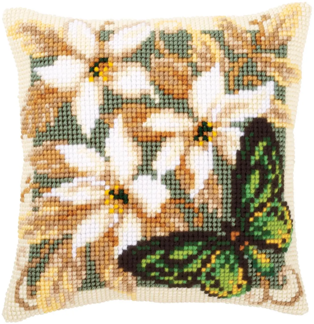 PN-0146841 Набір для вишивання хрестом (подушка) Vervaco Зелений метелик 