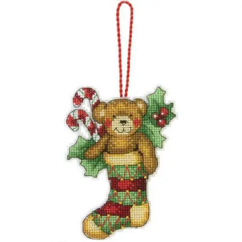 70-08894 Набір для вишивання хрестом DIMENSIONS Bear Christmas Ornament Різдвяна прикраса Ведмідь