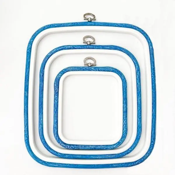230-13 Пяльці-рамка Nurge квадрат каучукові з підвісом, висота обода 10мм, 230*250мм (блакитнi)