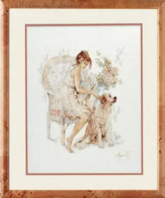 PN-0007951 Набір для вишивки хрестом LanArte Girl in Chair with Dog Дівчина у кріслі з собакою