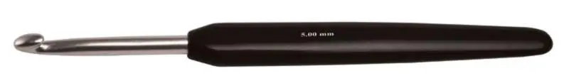30887 Крючок алюмінієвий з чорною ручкою та срібним наконечником KnitPro, 6.50 мм