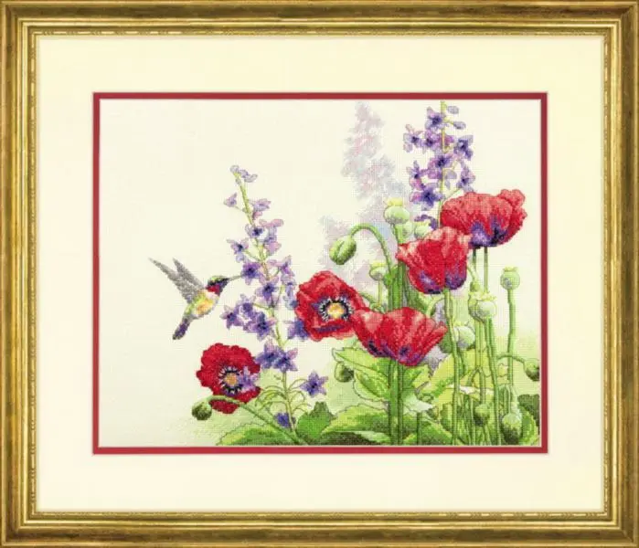 70-35344 Набір для вишивання хрестом DIMENSIONS Hummingbird  poppies Колібрі та маки