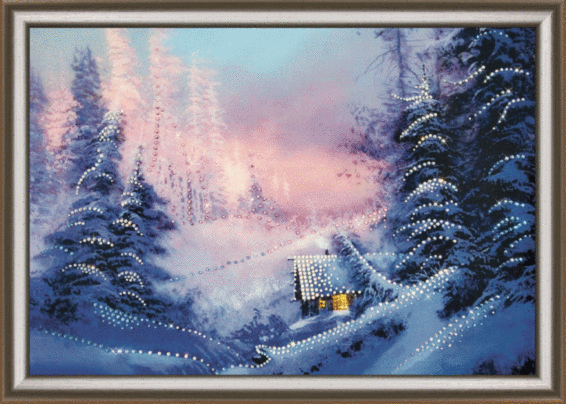 Набір картина стразами Чарівна Мить КС-090 Будиночок у зимовому лісі