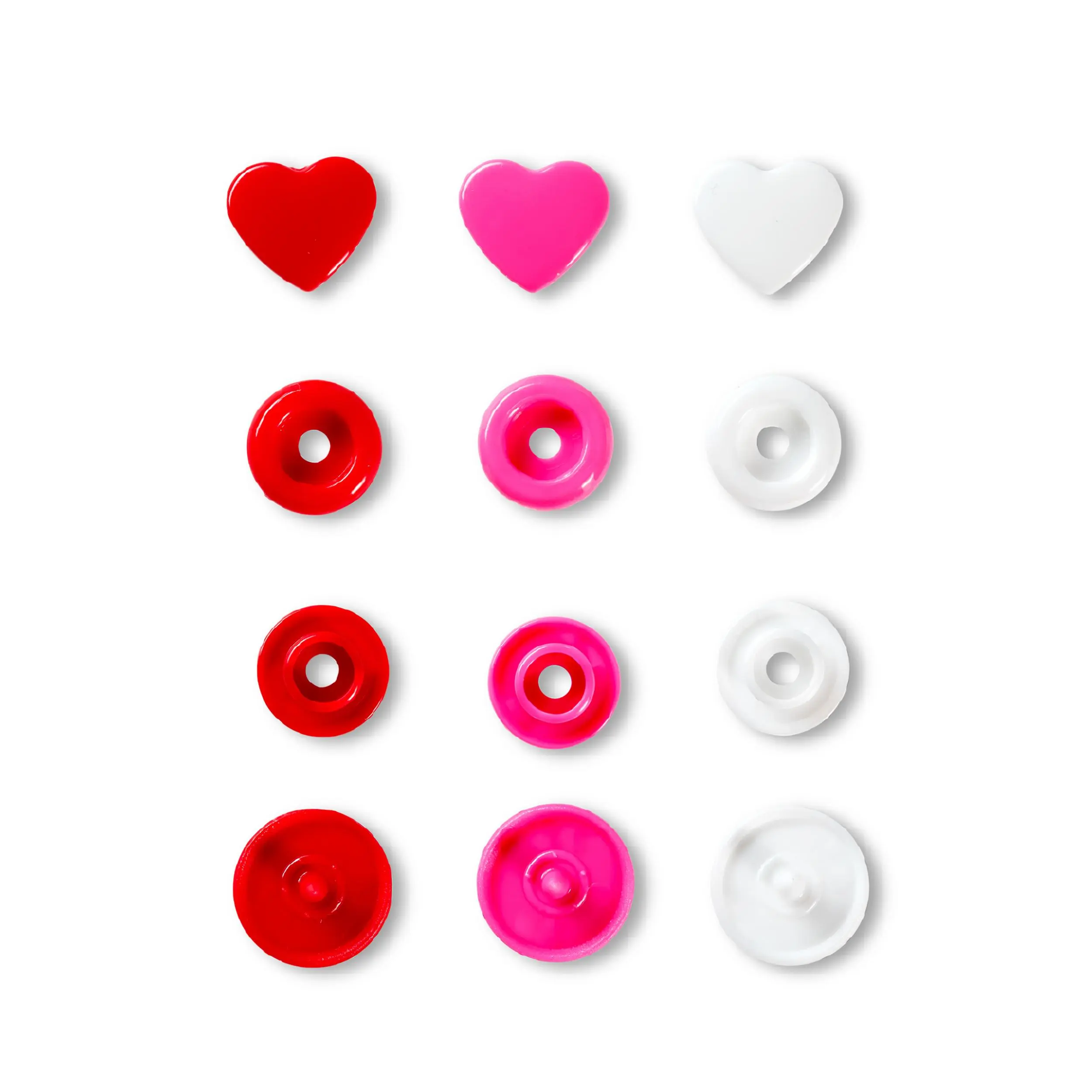 393031 Кнопки Color, серце 12,4мм (червоного, білого і яскраво-рожевого кольору), Prym