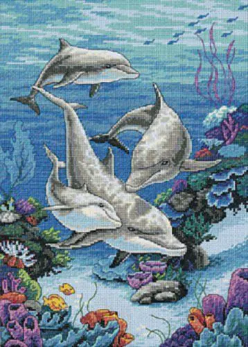 03830 Набір для вишивання хрестом DIMENSIONS The Dolphins Domain Царство дельфінів