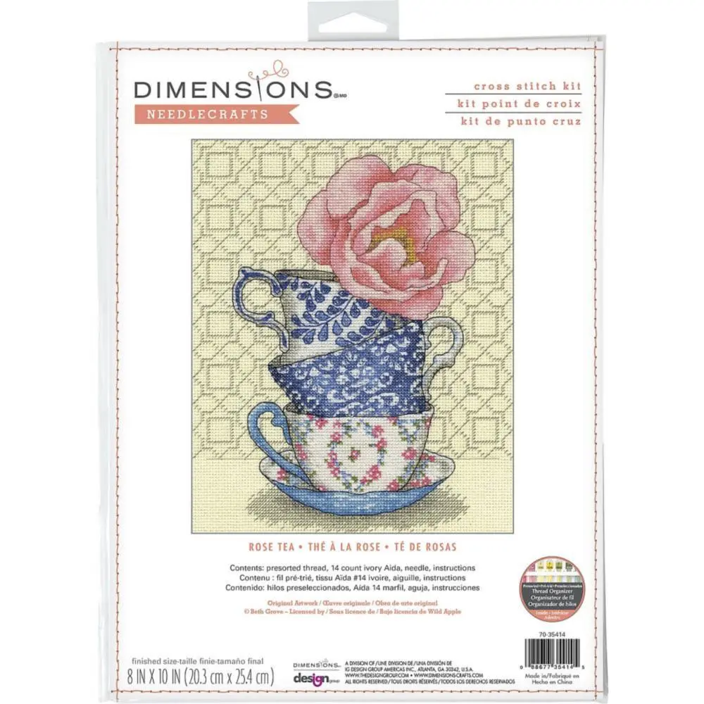70-35414 Набір для вишивання хрестом «Rose Tea//Трояндовий чай» DIMENSIONS