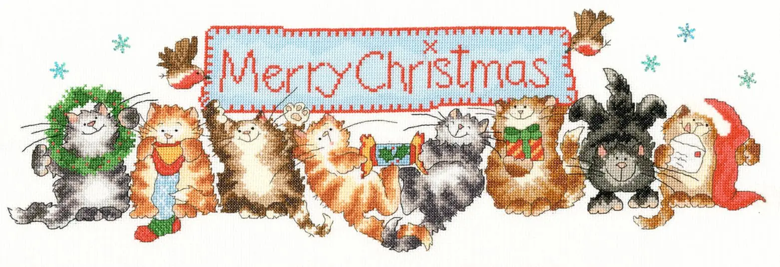 XMS30 Набір для вишивання хрестом Merry Catmas Веселих котів Bothy Threads