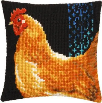 PN-0156254 Набір для вишивання хрестом (подушка) Vervaco Chicken Куриця