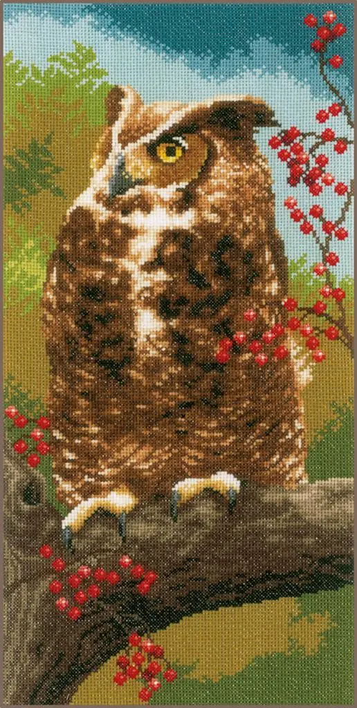 PN-0164961 Набір для вишивання Vervaco Owl in autumn, 19х39, аїда 14, лічильний хрест Філін.