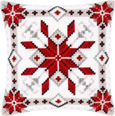 PN-0146119 Набір для вишивання хрестом (подушка) Vervaco Snow crystal I Скандинавська зірка I