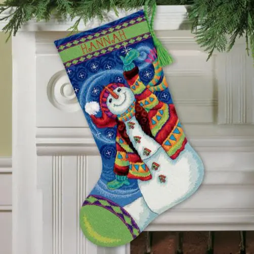 71-09143 Набір для вишивання (гобелен) DIMENSIONS Happy Snowman. Stocking Щасливий сніговик. Панчоха