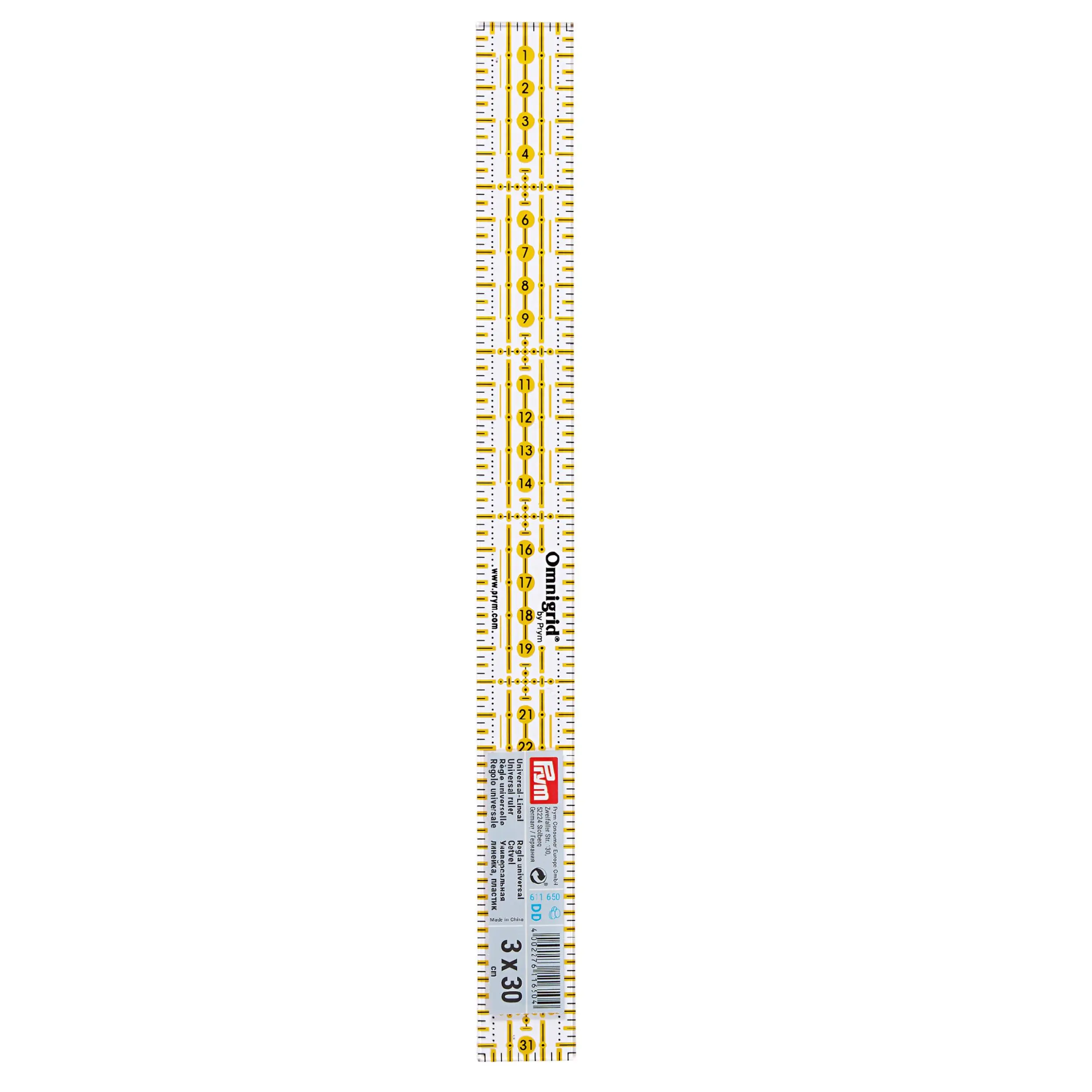 611650 Універсальна лінійка з сантиметровою шкалою 3x30 см, Prym